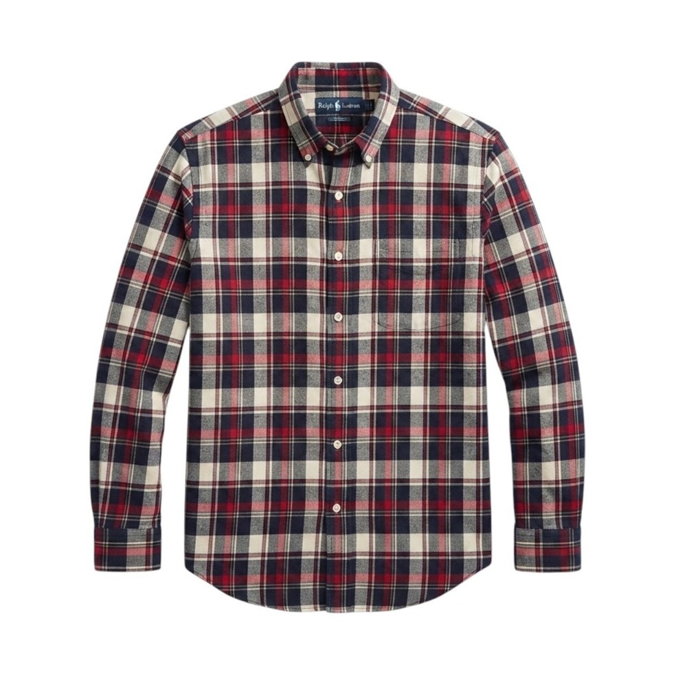 Ralph Lauren Button Down Shirt Red XL Boys Plaid Long Sleeve Slim Fit